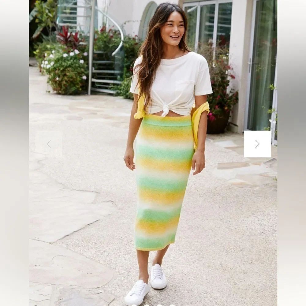 Anthropologie Dolan Left Coast Women's Ombre Knit Midi Skirt NWT